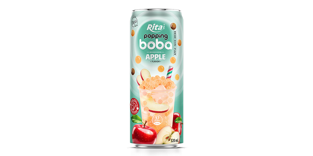 320ml Can Popping Boba Tea Apple Flavor